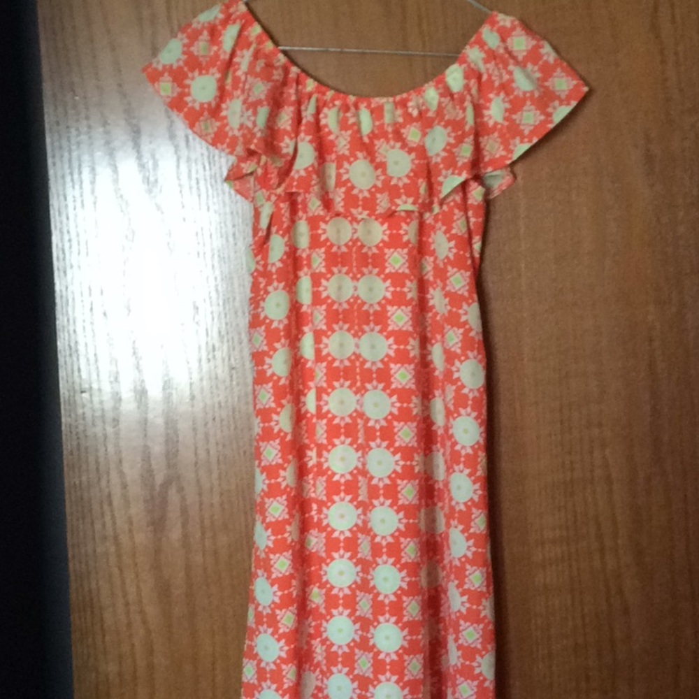 Orange & green ruffle dress-NWNT